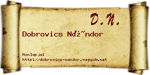 Dobrovics Nándor névjegykártya